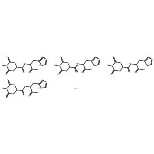 L-Histidine, N-((hexahydro-1-methyl-2,6-dioxo-4-pyrimidinyl)carbonyl)-, (S)-, hydrate (4:1)结构式