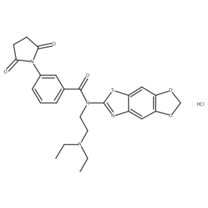 N-([1,3]dioxolo[4',5':4,5]benzo[1,2-d]thiazol-6-yl)-N-(2-(diethylamino)ethyl)-3-(2,5-dioxopyrrolidin-1-yl)benzamide hydrochloride结构式