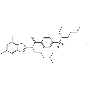 4-(N-butyl-N-ethylsulfamoyl)-N-(3-(dimethylamino)propyl)-N-(5,7-dimethylbenzo[d]thiazol-2-yl)benzamide hydrochloride结构式