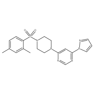 4-(4-((2,4-dimethylphenyl)sulfonyl)piperazin-1-yl)-6-(1H-pyrazol-1-yl)pyrimidine结构式
