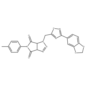 1-((3-(benzo[d][1,3]dioxol-5-yl)-1,2,4-oxadiazol-5-yl)methyl)-5-(p-tolyl)-1,6a-dihydropyrrolo[3,4-d][1,2,3]triazole-4,6(3aH,5H)-dione结构式