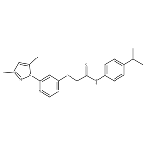 2-((6-(3,5-dimethyl-1H-pyrazol-1-yl)pyrimidin-4-yl)thio)-N-(4-isopropylphenyl)acetamide结构式