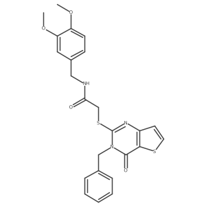2-({3-benzyl-4-oxo-3H,4H-thieno[3,2-d]pyrimidin-2-yl}sulfanyl)-N-[(3,4-dimethoxyphenyl)methyl]acetamide Structure