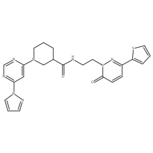 1-(6-(1H-pyrazol-1-yl)pyrimidin-4-yl)-N-(2-(6-oxo-3-(thiophen-2-yl)pyridazin-1(6H)-yl)ethyl)piperidine-3-carboxamide Structure
