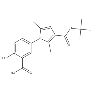 1-(3-Carboxy-4-hydroxy-phenyl)-2,5-dimethyl-1H-pyrrole-3-carboxylic acid tert-butyl ester结构式