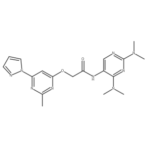 N-(2,4-bis(dimethylamino)pyrimidin-5-yl)-2-((2-methyl-6-(1H-pyrazol-1-yl)pyrimidin-4-yl)oxy)acetamide结构式