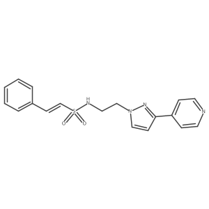 (E)-2-phenyl-N-(2-(3-(pyridin-4-yl)-1H-pyrazol-1-yl)ethyl)ethenesulfonamide结构式