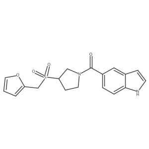 (3-((furan-2-ylmethyl)sulfonyl)pyrrolidin-1-yl)(1H-indol-5-yl)methanone结构式