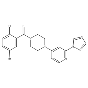 (4-(6-(1H-1,2,4-triazol-1-yl)pyrimidin-4-yl)piperazin-1-yl)(5-bromo-2-chlorophenyl)methanone Structure
