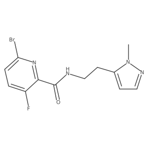 6-bromo-3-fluoro-N-[2-(1-methyl-1H-pyrazol-5-yl)ethyl]pyridine-2-carboxamide结构式