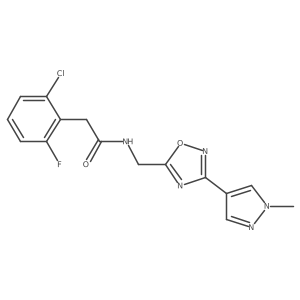 2-(2-chloro-6-fluorophenyl)-N-((3-(1-methyl-1H-pyrazol-4-yl)-1,2,4-oxadiazol-5-yl)methyl)acetamide结构式