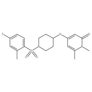 4-((1-((4-fluoro-2-methylphenyl)sulfonyl)piperidin-4-yl)oxy)-1,6-dimethylpyridin-2(1H)-one结构式