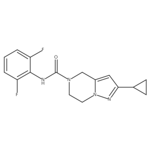 2-cyclopropyl-N-(2,6-difluorophenyl)-6,7-dihydropyrazolo[1,5-a]pyrazine-5(4H)-carboxamide结构式
