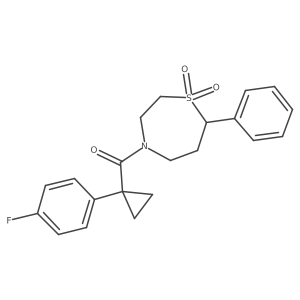 (1,1-Dioxido-7-phenyl-1,4-thiazepan-4-yl)(1-(4-fluorophenyl)cyclopropyl)methanone结构式