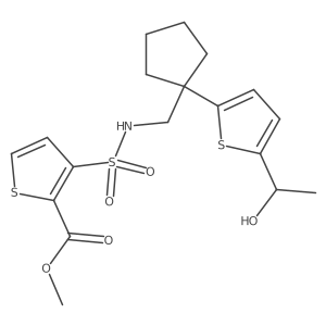 methyl 3-(N-((1-(5-(1-hydroxyethyl)thiophen-2-yl)cyclopentyl)methyl)sulfamoyl)thiophene-2-carboxylate Structure