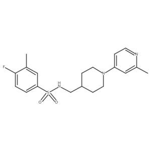 4-fluoro-3-methyl-N-((1-(2-methylpyridin-4-yl)piperidin-4-yl)methyl)benzenesulfonamide Structure