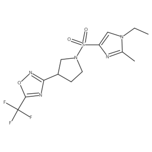 3-(1-((1-ethyl-2-methyl-1H-imidazol-4-yl)sulfonyl)pyrrolidin-3-yl)-5-(trifluoromethyl)-1,2,4-oxadiazole Structure