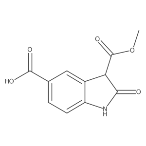 3-(methoxycarbonyl)-2-oxo-2,3-dihydro-1H-indole-5-carboxylic acid结构式
