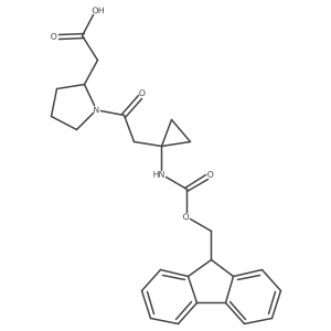 2-[(2S)-1-{2-[1-({[(9H-fluoren-9-yl)methoxy]carbonyl}amino)cyclopropyl]acetyl}pyrrolidin-2-yl]acetic acid Structure