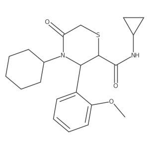 4-cyclohexyl-N-cyclopropyl-3-(2-methoxyphenyl)-5-oxothiomorpholine-2-carboxamide Structure