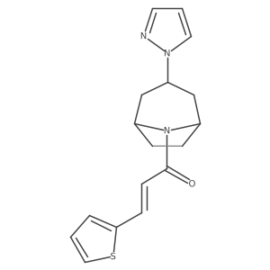 (E)-1-((1R,5S)-3-(1H-pyrazol-1-yl)-8-azabicyclo[3.2.1]octan-8-yl)-3-(thiophen-2-yl)prop-2-en-1-one Structure