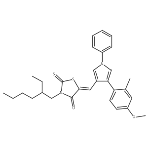 (5Z)-3-(2-ethylhexyl)-5-{[3-(4-methoxy-2-methylphenyl)-1-phenyl-1H-pyrazol-4-yl]methylene}-2-thioxo-1,3-thiazolidin-4-one Structure