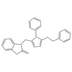 3-((5-(benzylthio)-4-phenyl-4H-1,2,4-triazol-3-yl)methyl)benzo[d]thiazol-2(3H)-one Structure