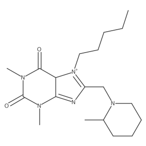 1,3-dimethyl-8-[(2-methylpiperidin-1-yl)methyl]-7-pentyl-5H-purin-7-ium-2,6-dione结构式