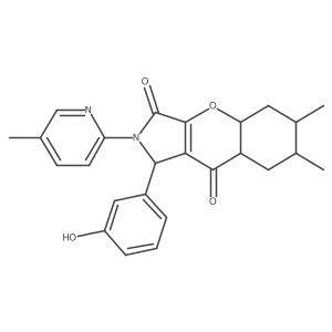 1-(3-hydroxyphenyl)-6,7-dimethyl-2-(5-methylpyridin-2-yl)-4a,5,6,7,8,8a-hexahydro-1H-chromeno[2,3-c]pyrrole-3,9-dione结构式