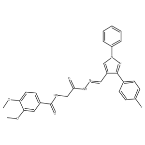 N-(2-(2-((3-(4-Fluorophenyl)-1-phenyl-1H-pyrazol-4-yl)methylene)hydrazinyl)-2-oxoethyl)-3,4-dimethoxybenzamide结构式