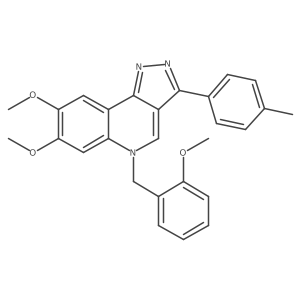7,8-dimethoxy-5-[(2-methoxyphenyl)methyl]-3-(4-methylphenyl)-5H-pyrazolo[4,3-c]quinoline结构式