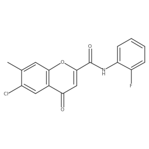 6-chloro-N-(2-fluorophenyl)-7-methyl-4-oxo-4H-chromene-2-carboxamide结构式