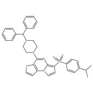 7-(4-Benzhydrylpiperazin-1-yl)-10-(4-propan-2-ylphenyl)sulfonyl-5-thia-1,8,11,12-tetrazatricyclo[7.3.0.02,6]dodeca-2(6),3,7,9,11-pentaene Structure