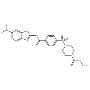 Ethyl 4-((4-((6-isopropylbenzo[d]thiazol-2-yl)carbamoyl)phenyl)sulfonyl)piperazine-1-carboxylate结构式