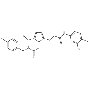N-(3-chloro-4-methylphenyl)-2-{[1-({[(4-fluorophenyl)methyl]carbamoyl}methyl)-5-(hydroxymethyl)-1H-imidazol-2-yl]sulfanyl}acetamide Structure