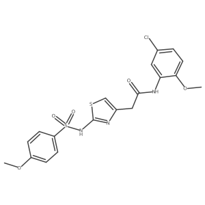N-(5-chloro-2-methoxyphenyl)-2-(2-(4-methoxyphenylsulfonamido)thiazol-4-yl)acetamide结构式