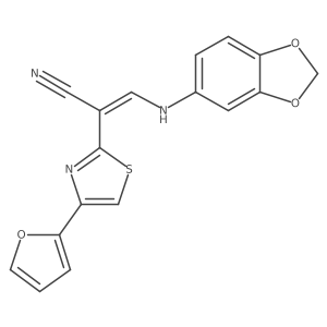 (E)-3-(benzo[d][1,3]dioxol-5-ylamino)-2-(4-(furan-2-yl)thiazol-2-yl)acrylonitrile结构式