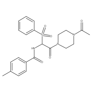 N-[2-(4-acetylpiperazin-1-yl)-1-(benzenesulfonyl)-2-oxoethyl]-4-methylbenzamide结构式