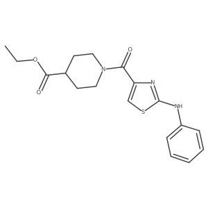 CCOC(=O)C1CCN(C(=O)c2csc(Nc3ccccc3)n2)CC1结构式