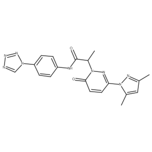 N-(4-(1H-tetrazol-1-yl)phenyl)-2-(3-(3,5-dimethyl-1H-pyrazol-1-yl)-6-oxopyridazin-1(6H)-yl)propanamide结构式