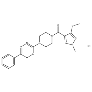 (3-methoxy-1-methyl-1H-pyrazol-4-yl)(4-(5-phenyl-6H-1,3,4-thiadiazin-2-yl)piperazin-1-yl)methanone hydrochloride结构式