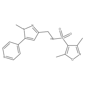 3,5-dimethyl-N-((1-methyl-5-(pyridin-4-yl)-1H-pyrazol-3-yl)methyl)isoxazole-4-sulfonamide结构式