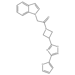 1-(3-(3-(furan-2-yl)-1,2,4-oxadiazol-5-yl)azetidin-1-yl)-2-(1H-indol-1-yl)ethanone结构式