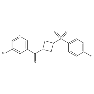 (5-Bromopyridin-3-yl)(3-((4-fluorophenyl)sulfonyl)azetidin-1-yl)methanone结构式