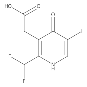 2-(Difluoromethyl)-4-hydroxy-5-iodopyridine-3-acetic acid Structure