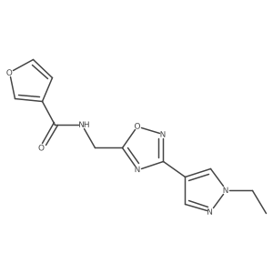 N-((3-(1-ethyl-1H-pyrazol-4-yl)-1,2,4-oxadiazol-5-yl)methyl)furan-3-carboxamide Structure