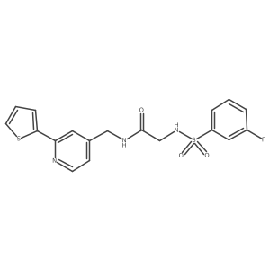 2-(3-fluorophenylsulfonamido)-N-((2-(thiophen-2-yl)pyridin-4-yl)methyl)acetamide Structure