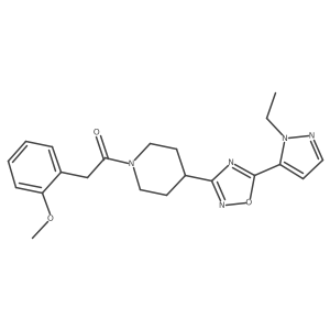 1-(4-(5-(1-ethyl-1H-pyrazol-5-yl)-1,2,4-oxadiazol-3-yl)piperidin-1-yl)-2-(2-methoxyphenyl)ethanone结构式