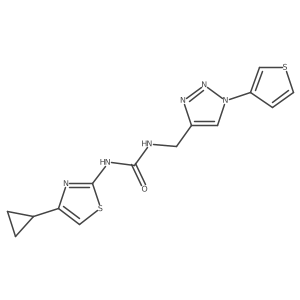 1-(4-cyclopropylthiazol-2-yl)-3-((1-(thiophen-3-yl)-1H-1,2,3-triazol-4-yl)methyl)urea Structure