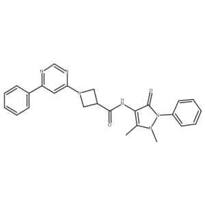 N-(1,5-dimethyl-3-oxo-2-phenyl-2,3-dihydro-1H-pyrazol-4-yl)-1-(6-phenylpyrimidin-4-yl)azetidine-3-carboxamide结构式